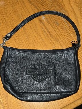 Harley-Davidson Black Embossed Leather Wristlet